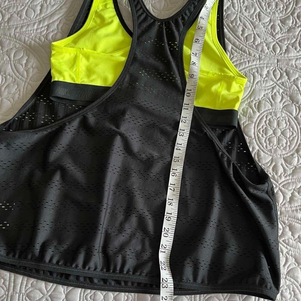 Women’s Running Dri Fit Nike Racerback Tank Top Size  M Black Neon Yellow - Picture 6 of 7